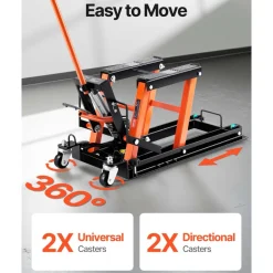 VEVOR Steel Hydraulic Motorcycle Jack Stand, 1500 LBS ATV Scissor Lift Jack, 4.7