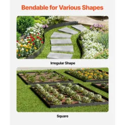 VEVOR Steel Landscape Edging, 5 Packs 39 x 3 in Rust-Resistant Metal Landscape Edging, Bendable Garden Edging Border, Heavy Duty Lawn Edging, Easy-to-Install, Flower Bed Yard Pathway Divider Black