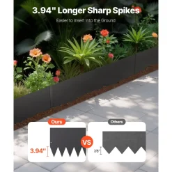 VEVOR Steel Landscape Edging, 4 Packs 40 x 12 in Rust-Resistant Metal Landscape Edging, Bendable Garden Edging Border, Heavy Duty Lawn Edging, Easy-to-Install, Flower Bed Yard Pathway Divider Black