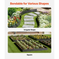 VEVOR Steel Landscape Edging, 4 Packs 40 x 12 in Rust-Resistant Metal Landscape Edging, Bendable Garden Edging Border, Heavy Duty Lawn Edging, Easy-to-Install, Flower Bed Yard Pathway Divider Black