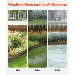 VEVOR Steel Landscape Edging, 5 Packs 39 x 5 in Rust-Resistant Metal Landscape Edging, Bendable Garden Edging Border, Heavy Duty Lawn Edging, Easy-to-Install, Flower Bed Yard Pathway Divider Brown