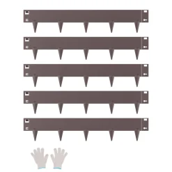 VEVOR Steel Landscape Edging, 5 Packs 39 x 5 in Rust-Resistant Metal Landscape Edging, Bendable Garden Edging Border, Heavy Duty Lawn Edging, Easy-to-Install, Flower Bed Yard Pathway Divider Brown