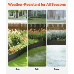 VEVOR Steel Landscape Edging, 5 Packs 39 x 3 in Rust-Resistant Metal Landscape Edging, Bendable Garden Edging Border, Heavy Duty Lawn Edging, Easy-to-Install, Flower Bed Yard Pathway Divider Dark Gray