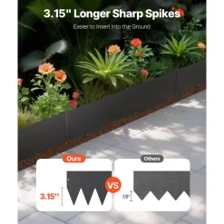 VEVOR Steel Landscape Edging, 5 Packs 39 x 3 in Rust-Resistant Metal Landscape Edging, Bendable Garden Edging Border, Heavy Duty Lawn Edging, Easy-to-Install, Flower Bed Yard Pathway Divider Dark Gray