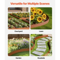 VEVOR Steel Landscape Edging, 6 Packs 40 x 6 in Weather-Resistant & Pre-Rust Metal Landscape Edging, Bendable Garden Edging Border, Heavy Duty Lawn Edging, Flower Bed Yard Pathway Divider