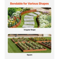VEVOR Steel Landscape Edging, 6 Packs 40 x 6 in Weather-Resistant & Pre-Rust Metal Landscape Edging, Bendable Garden Edging Border, Heavy Duty Lawn Edging, Flower Bed Yard Pathway Divider