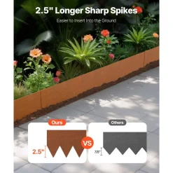 VEVOR Steel Landscape Edging, 6 Packs 40 x 6 in Weather-Resistant & Pre-Rust Metal Landscape Edging, Bendable Garden Edging Border, Heavy Duty Lawn Edging, Flower Bed Yard Pathway Divider