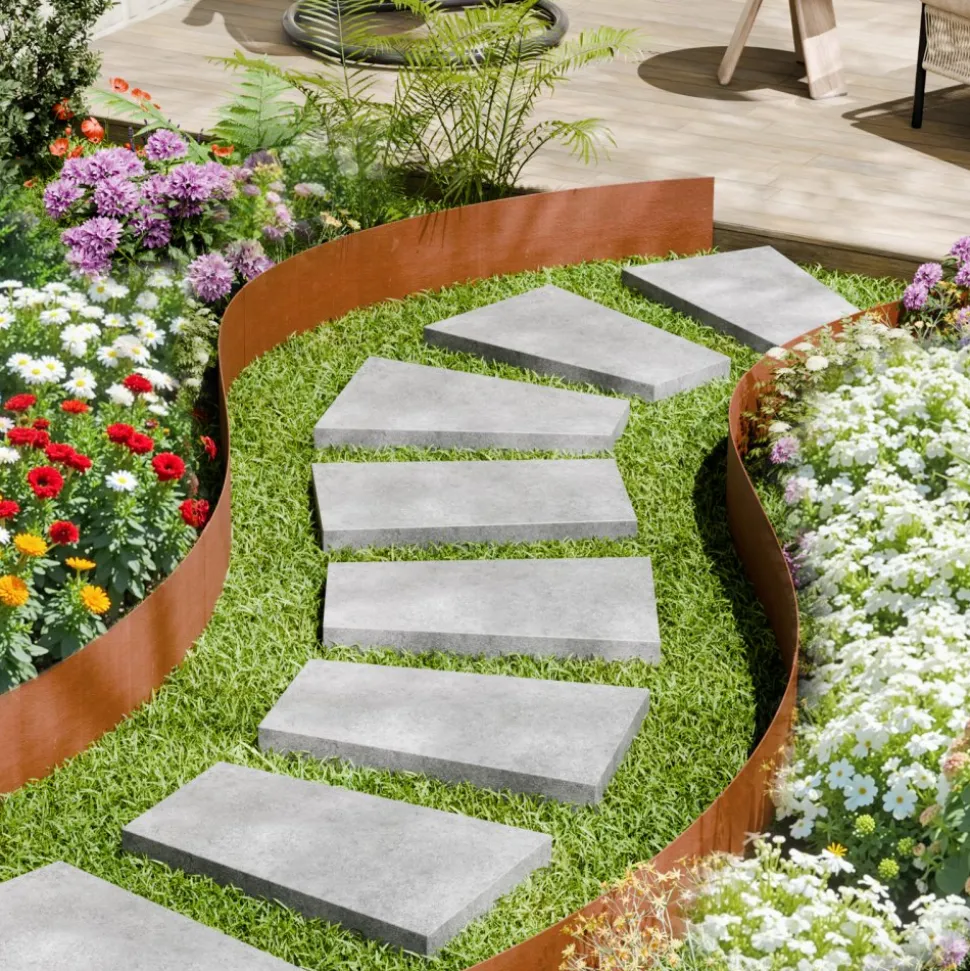 VEVOR Steel Landscape Edging, 6 Packs 40 x 6 in Weather-Resistant & Pre-Rust Metal Landscape Edging, Bendable Garden Edging Border, Heavy Duty Lawn Edging, Flower Bed Yard Pathway Divider
