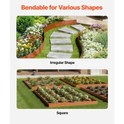 VEVOR Steel Landscape Edging, 10 Packs 40 x 4.5 in Weather-Resistant & Pre-Rust Metal Landscape Edging, Bendable Garden Edging Border, Heavy Duty Lawn Edging, Flower Bed Yard Pathway Divider