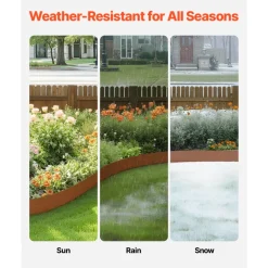 VEVOR Steel Landscape Edging, 10 Packs 40 x 4.5 in Weather-Resistant & Pre-Rust Metal Landscape Edging, Bendable Garden Edging Border, Heavy Duty Lawn Edging, Flower Bed Yard Pathway Divider