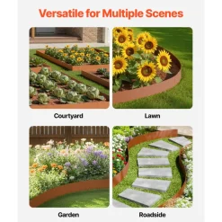 VEVOR Steel Landscape Edging, 6 Packs 40 x 8 in Weather-Resistant & Pre-Rust Metal Landscape Edging, Bendable Garden Edging Border, Shark Spike, Lawn Edging for Flower Bed Yard Pathway Divider