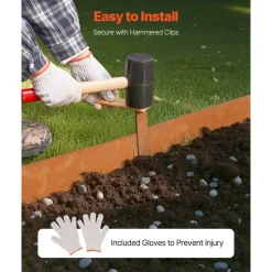 VEVOR Steel Landscape Edging, 6 Packs 40 x 8 in Weather-Resistant & Pre-Rust Metal Landscape Edging, Bendable Garden Edging Border, Shark Spike, Lawn Edging for Flower Bed Yard Pathway Divider