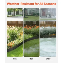VEVOR Steel Landscape Edging, 5 Packs 39 x 5 in Rust-Resistant Metal Landscape Edging, Bendable Garden Edging Border, Heavy Duty Lawn Edging, Easy-to-Install, Flower Bed Yard Pathway Divider Black