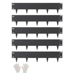 VEVOR Steel Landscape Edging, 5 Packs 39 x 5 in Rust-Resistant Metal Landscape Edging, Bendable Garden Edging Border, Heavy Duty Lawn Edging, Easy-to-Install, Flower Bed Yard Pathway Divider Black