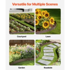 VEVOR Steel Landscape Edging, 5 Packs 39 x 3 in Rust-Resistant Metal Landscape Edging, Bendable Garden Edging Border, Heavy Duty Lawn Edging, Easy-to-Install, Flower Bed Yard Pathway Divider Brown