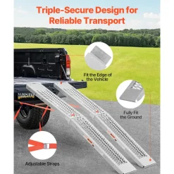 VEVOR Steel Ramps, 1000 lbs, 2Pcs Heavy-duty Ramps with Wider Ramp Surface, Universal Stable Loading Ramp with Handles, Fit for ATV, UTV, Motorcycle, Electric Bicycle, etc.