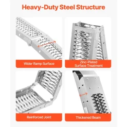 VEVOR Steel Ramps, 1000 lbs, 2Pcs Heavy-duty Ramps with Wider Ramp Surface, Universal Stable Loading Ramp with Handles, Fit for ATV, UTV, Motorcycle, Electric Bicycle, etc.