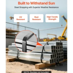 VEVOR Steel Strapping Coil, 3/4 in x 0.02 in x 1640 ft, Metal Strapping Banding Roll Withstands Harsh Environment, 1700 lbs Break Strength, Heavy Duty Banding Pallet Strap Coil for Pallet Packing