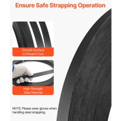 VEVOR Steel Strapping Coil, 3/4 in x 0.02 in x 1640 ft, Metal Strapping Banding Roll Withstands Harsh Environment, 1700 lbs Break Strength, Heavy Duty Banding Pallet Strap Coil for Pallet Packing