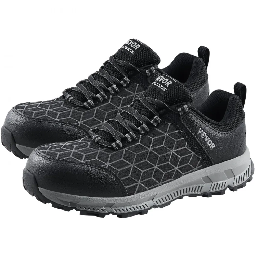 VEVOR Steel Toe Shoes for Men, US Size 8, Men’s Cushion Sport Safety Toe Athletic Work Shoe, Indestructible Safety Sneakers Lightweight,Breathable Industry Construction Work Shoes, Black