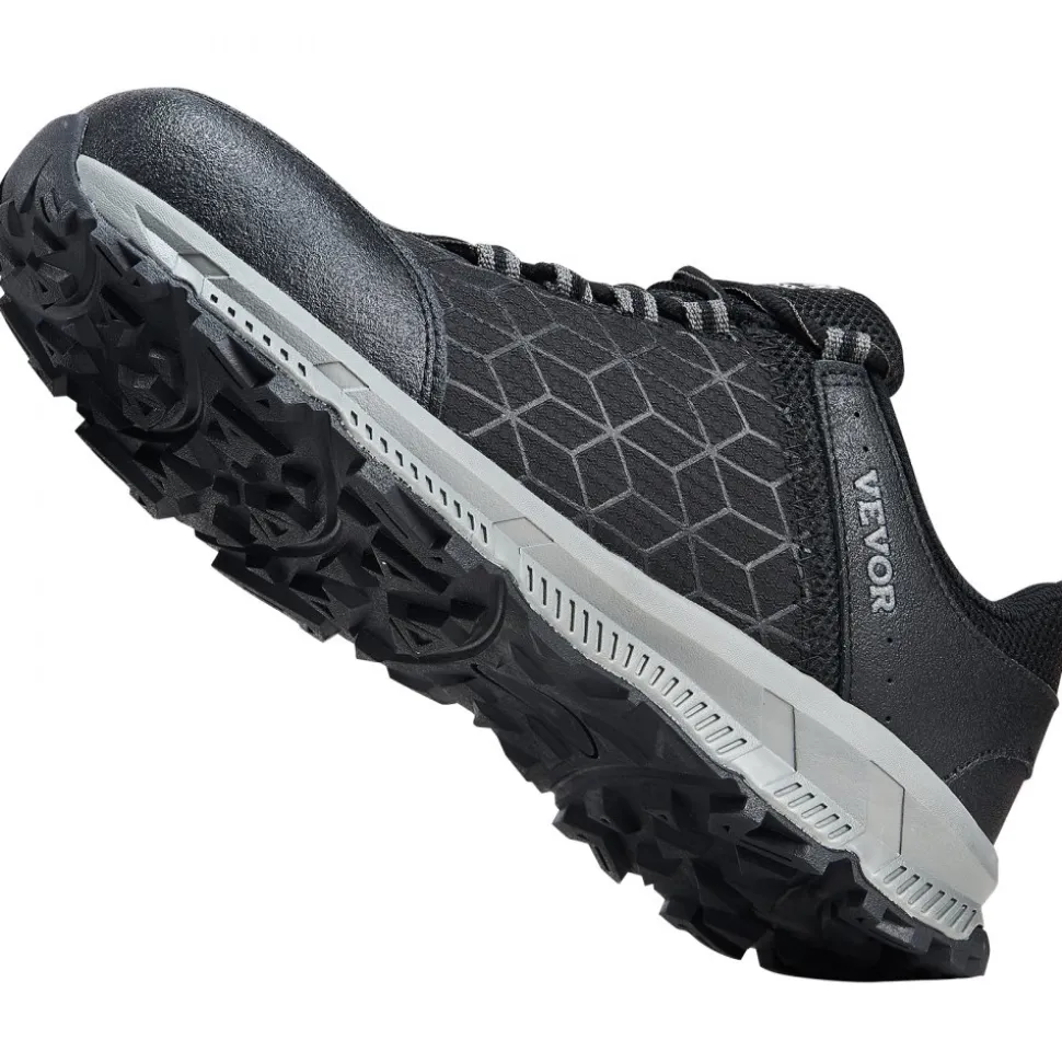 VEVOR Steel Toe Shoes for Men, US Size 9 Wide, Men’s Cushion Sport Safety Toe Athletic Work Shoe, Indestructible Safety Sneakers Lightweight,Breathable Industry Construction Work Shoes, Black