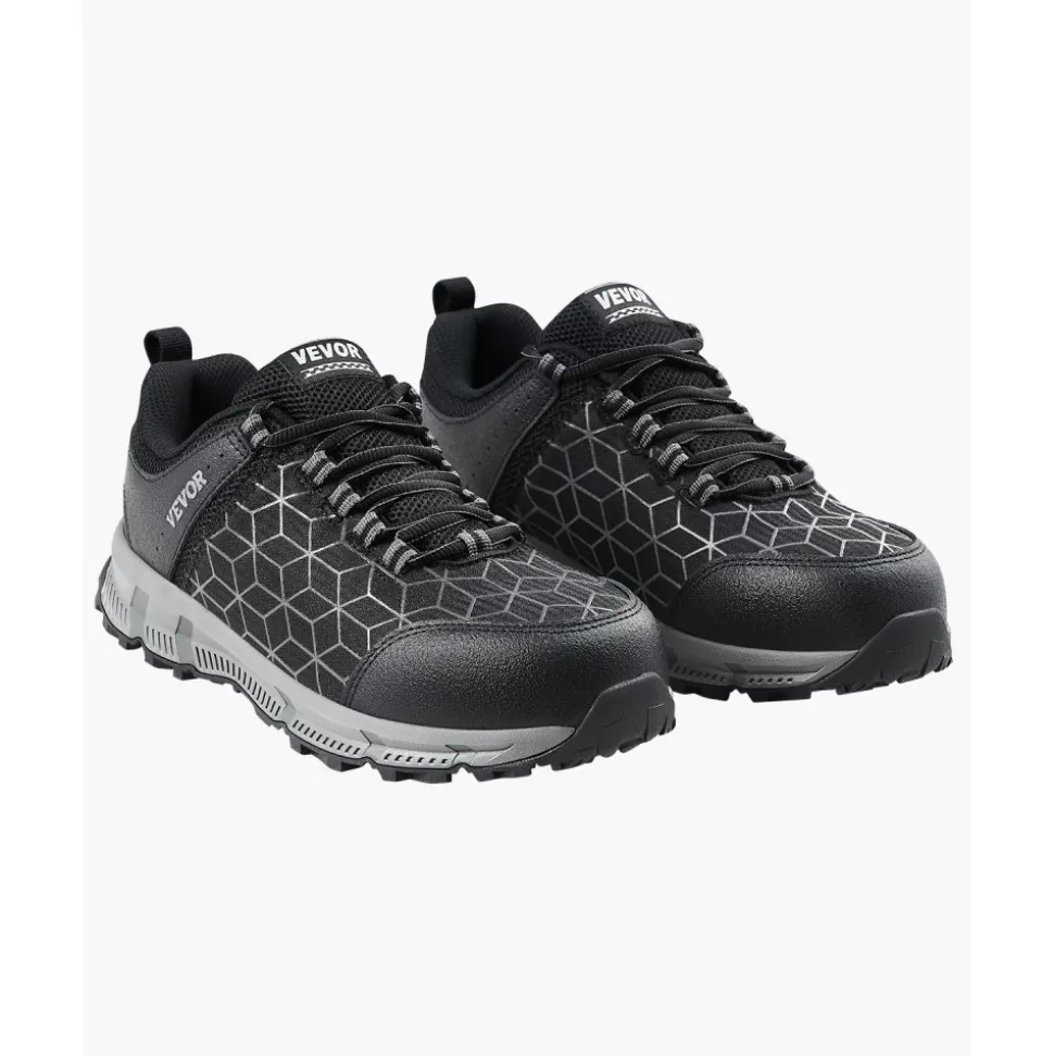 VEVOR Steel Toe Shoes for Men, US Size 9 Wide, Men’s Cushion Sport Safety Toe Athletic Work Shoe, Indestructible Safety Sneakers Lightweight,Breathable Industry Construction Work Shoes, Black