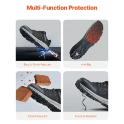 VEVOR Steel Toe Shoes for Men, US Size 12, Men’s Cushion Sport Safety Toe Athletic Work Shoe, Indestructible Safety Sneakers Lightweight,Breathable Industry Construction Work Shoes, Black