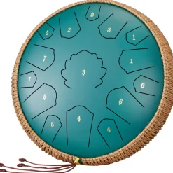 VEVOR Steel Tongue Drum, 14 in & 15 Notes, Rain Drum for Outside Garden, C Major Key, Tank Drum with 2 Mallets & Carry Bag, Hand Pan Drum Percussion Instrument for Musical Education Yoga, Green