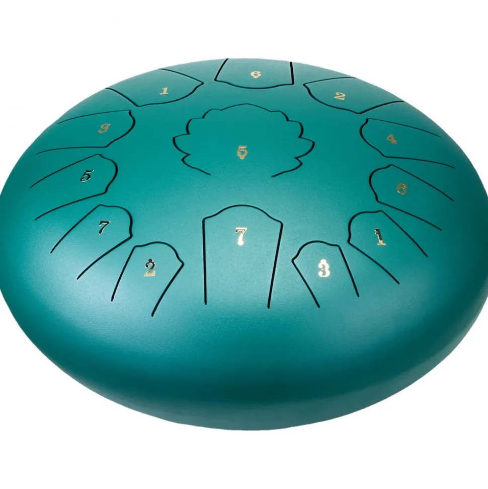 VEVOR Steel Tongue Drum, 14 in & 15 Notes, Rain Drum for Outside Garden, D Major Key, Tank Drum with 2 Mallets & Carry Bag, Hand Pan Drum Percussion Instrument for Musical Education Yoga, Green
