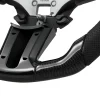 VEVOR Steering Wheel for 2010-2014 Ford Mustang, Carbon Fiber Steering Wheel D-Shaped Flat-Bottom, Leather Grip with Non-Slip Texture & Precise Stitching, Accessories Replacement for Mustang, Black