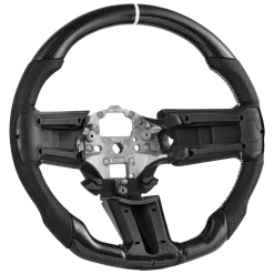 VEVOR Steering Wheel for 2010-2014 Ford Mustang, Carbon Fiber Steering Wheel D-Shaped Flat-Bottom, Leather Grip with Non-Slip Texture & Precise Stitching, Accessories Replacement for Mustang, Black