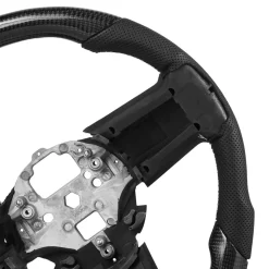 VEVOR Steering Wheel for 2010-2014 Ford Mustang, Carbon Fiber Steering Wheel D-Shaped Flat-Bottom, Leather Grip with Non-Slip Texture & Precise Stitching, Accessories Replacement for Mustang, Black