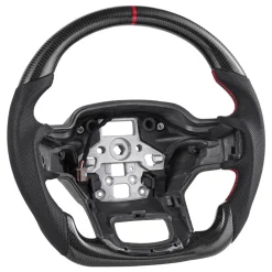 VEVOR Steering Wheel for 2021-2024 Ford F150, Carbon Fiber Steering Wheel D-Shaped Flat-Bottom with Heating Function, Leather Grip with Non-Slip Texture, Accessories Replacement for Ford F150, Black