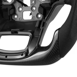 VEVOR Steering Wheel for 2021-2024 Ford F150, Carbon Fiber Steering Wheel D-Shaped Flat-Bottom with Heating Function, Leather Grip with Non-Slip Texture, Accessories Replacement for Ford F150, Black