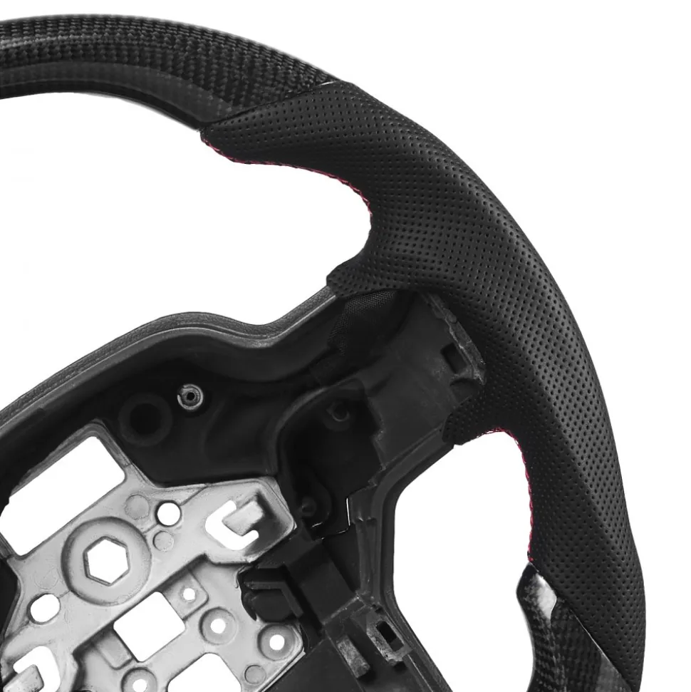 VEVOR Steering Wheel for 2021-2024 Ford F150, Carbon Fiber Steering Wheel D-Shaped Flat-Bottom with Heating Function, Leather Grip with Non-Slip Texture, Accessories Replacement for Ford F150, Black