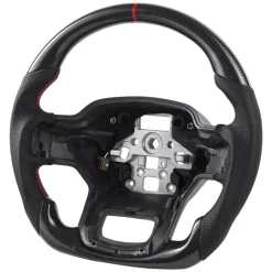 VEVOR Steering Wheel for 2021-2024 Ford F150, Carbon Fiber Steering Wheel D-Shaped Flat-Bottom with Heating Function, Leather Grip with Non-Slip Texture, Accessories Replacement for Ford F150, Black