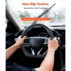 VEVOR Steering Wheel for 2016-2021 Honda Civic, Carbon Fiber Steering Wheel D-Shaped Flat-Bottom, Leather Grip with Non-Slip Texture & Precise Stitching, Accessories Replacement for Honda Civic, Black