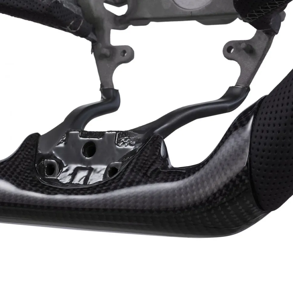 VEVOR Steering Wheel for 2016-2021 Honda Civic, Carbon Fiber Steering Wheel D-Shaped Flat-Bottom, Leather Grip with Non-Slip Texture & Precise Stitching, Accessories Replacement for Honda Civic, Black