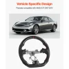 VEVOR Steering Wheel for 2007-2013 Infiniti G37, Carbon Fiber Steering Wheel D-Shaped Flat-Bottom, Leather Grip with Non-Slip Texture & Precise Stitching, Accessories Replacement for Infiniti, Black