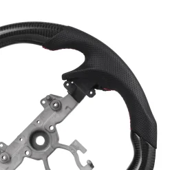 VEVOR Steering Wheel for 2007-2013 Infiniti G37, Carbon Fiber Steering Wheel D-Shaped Flat-Bottom, Leather Grip with Non-Slip Texture & Precise Stitching, Accessories Replacement for Infiniti, Black