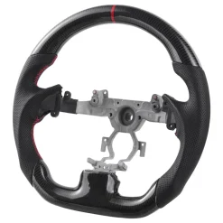 VEVOR Steering Wheel for 2007-2013 Infiniti G37, Carbon Fiber Steering Wheel D-Shaped Flat-Bottom, Leather Grip with Non-Slip Texture & Precise Stitching, Accessories Replacement for Infiniti, Black