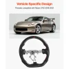 VEVOR Steering Wheel for 2008-2020 Nissan 370Z, Carbon Fiber Steering Wheel D-Shaped Flat-Bottom, Leather Grip with Non-Slip Texture & Precise Stitching, Accessories Replacement for Nissan 370Z, Black