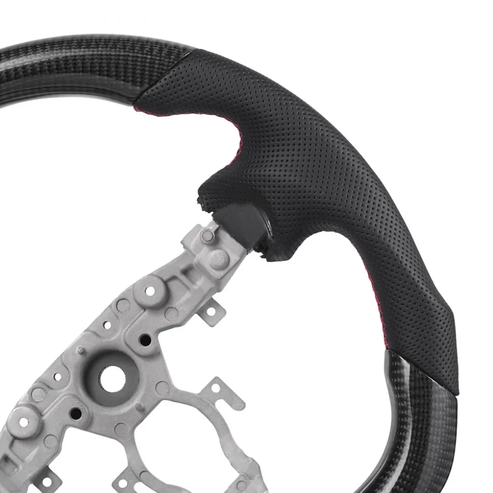 VEVOR Steering Wheel for 2008-2020 Nissan 370Z, Carbon Fiber Steering Wheel D-Shaped Flat-Bottom, Leather Grip with Non-Slip Texture & Precise Stitching, Accessories Replacement for Nissan 370Z, Black