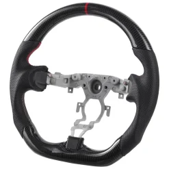 VEVOR Steering Wheel for 2008-2020 Nissan 370Z, Carbon Fiber Steering Wheel D-Shaped Flat-Bottom, Leather Grip with Non-Slip Texture & Precise Stitching, Accessories Replacement for Nissan 370Z, Black