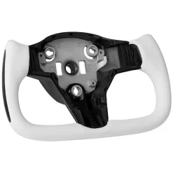 VEVOR Steering Wheel for 2016-2023 Tesla Model 3, Carbon Fiber Steering Wheel D-Shaped Flat-Bottom with Heating Function, Leather Grip with Non-Slip Texture, Accessories Replacement for Model 3, White