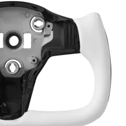 VEVOR Steering Wheel for 2016-2023 Tesla Model 3, Carbon Fiber Steering Wheel D-Shaped Flat-Bottom with Heating Function, Leather Grip with Non-Slip Texture, Accessories Replacement for Model 3, White