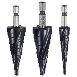 VEVOR Step Drill Bit Set, 1/8 - 7/8 inch, 3 Pieces Step Drill Bits, 1/4 inch Hex Shank, TiAlN Coating Cobalt HSS High Speed Steel, for Metal, Stainless Steel, Aluminum, Wood, Plastic, Fiberglass