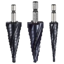 VEVOR Step Drill Bit Set, 1/8 - 7/8 inch, 3 Pieces Step Drill Bits, 1/4 inch Hex Shank, TiAlN Coating Cobalt HSS High Speed Steel, for Metal, Stainless Steel, Aluminum, Wood, Plastic, Fiberglass