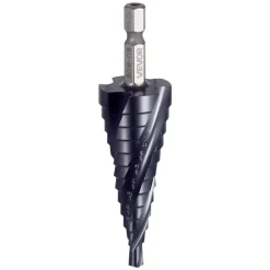 VEVOR Step Drill Bit, 1/4 to 3/4 inch, 1/4 inch Hex Shank, TiAlN Coating Cobalt HSS High Speed Steel, Four Spiral Flute Step Bit for Metal, Stainless Steel, Aluminum, Wood, Plastic, Fiberglass