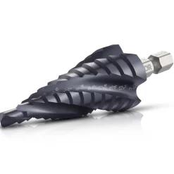 VEVOR Step Drill Bit, 1/4 to 3/4 inch, 1/4 inch Hex Shank, TiAlN Coating Cobalt HSS High Speed Steel, Four Spiral Flute Step Bit for Metal, Stainless Steel, Aluminum, Wood, Plastic, Fiberglass